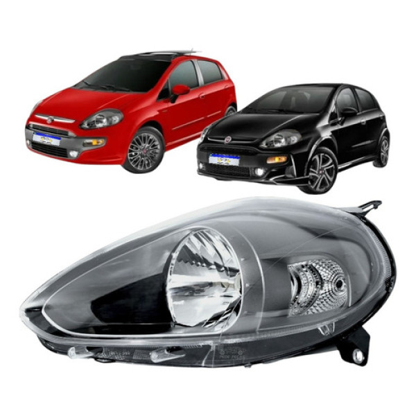 Farol Fiat Punto 2013 2014 2015 2016 2017 Mascara Cinza Le