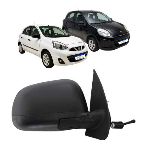 Retrovisor Nissan March 2012 A 2020 Manual Preto Texturizado