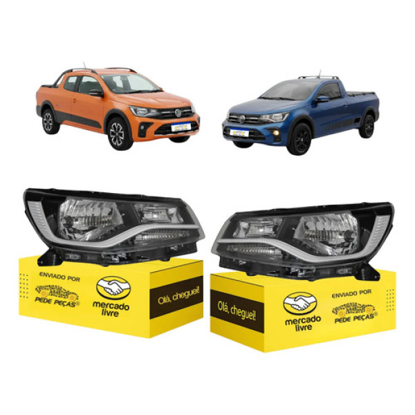 Par Farol Vw Saveiro G9 Trendline Extreme 2024 2025 2026 Ambos Lados
