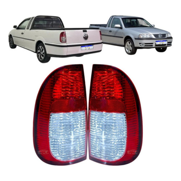 Par Lanterna Vw Saveiro City Fun G2 G3 1998 99 00 01 A 2005 - Ambos Lados - Vermelho/bicolor