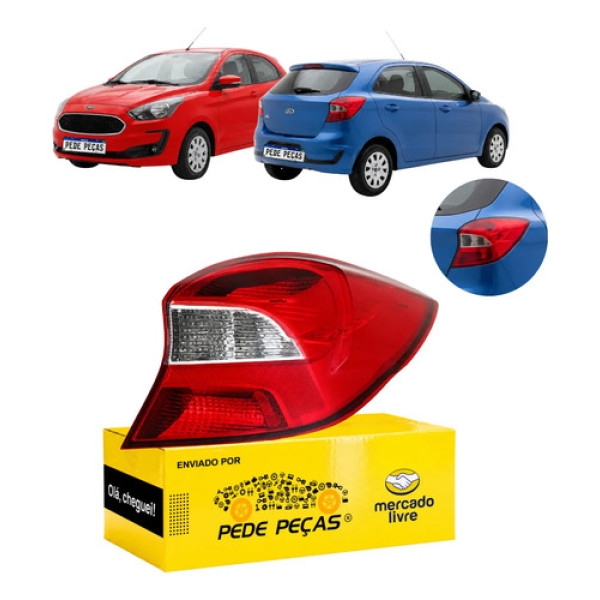 Lanterna Direita Ford Ka Hatch 2019 2020 2021 Cristal Direito/passageiro Vermelho Cristal