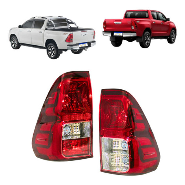 Par Lanterna Toyota Hilux 2017 2018 2019  2020 A 2023 Direito Vermelho Crystal