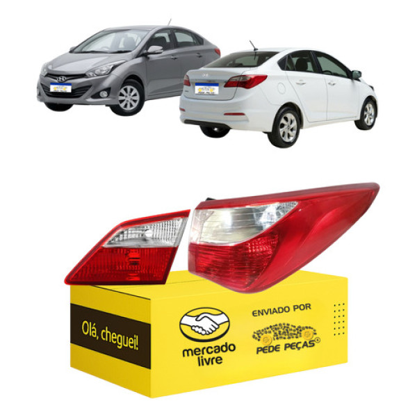 Par Lanterna Hb20 Sedan 2013 2014 15 2016 2017 2018 2019 L.d Direito/passageiro Vermelho Cristal