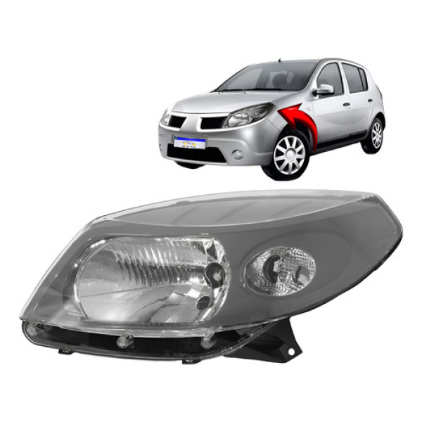 Farol Renault Sandero 2008 2009 2010 2011 M.cinza L.e - Esquerdo