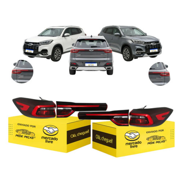 Kit Lanterna Sinaleira Tiggo 8 2021 2022 2023 2024 2025 Ambos Lados Vermelho