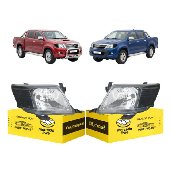 Par Farol Toyota Hilux 2012 2013 2014 2015 Mascara Negra Ambos Lados