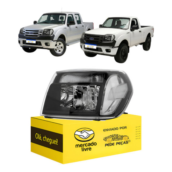 Farol Ford Ranger 2010 2011 2012 Mascara Negra Esquerdo Esquerdo/motorista