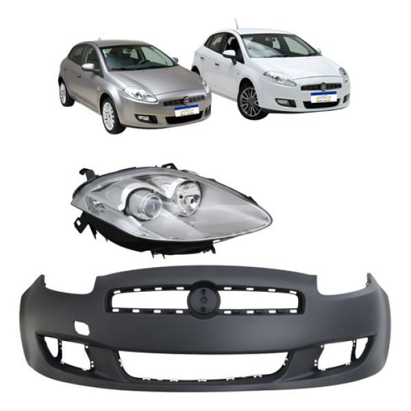 Farol Direito Parachoque Dianteiro Fiat Bravo 2011 A 2014 Preto