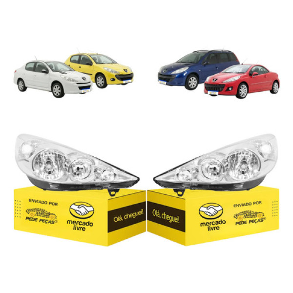 Farol Peugeot 207 2008 2009 2010 2011 2012 2013 14 2015 Par Ambos Lados
