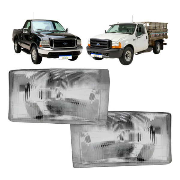 Par Farol Ford F250 F350 1998 A 2006 Foco Simples Cromado