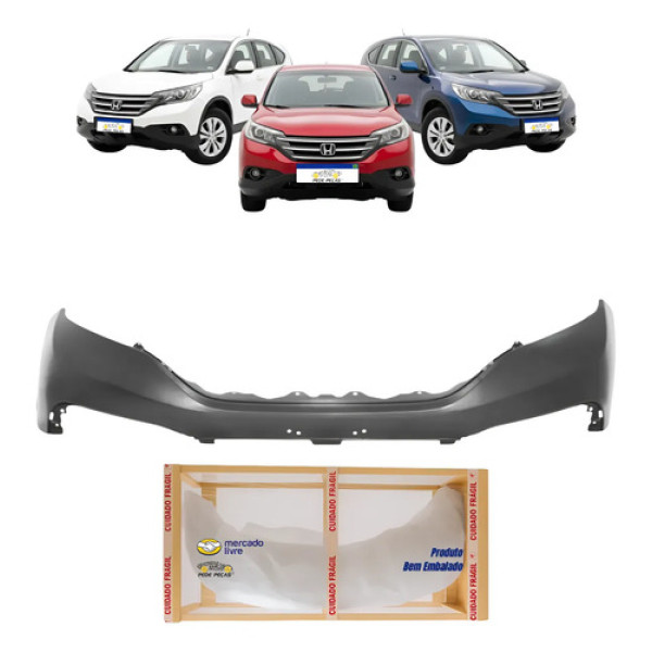 Parachoque Dianteiro Honda Crv 2012 2013 2014 Superior Preto Liso Para Pintura