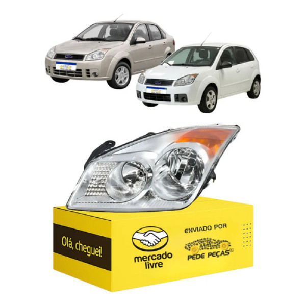 Farol Esquerdo Ford Fiesta Hatch Sedan 2008 2009 2010 Esquerdo/motorista