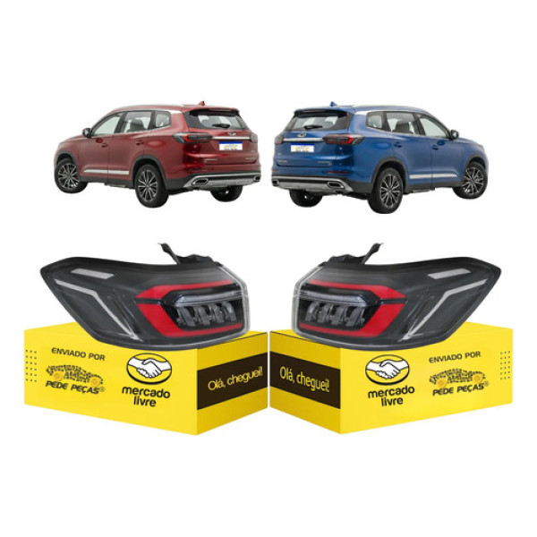 Par Lanterna Chery Tiggo 8 2023 2024 2025 Nova Ambos Lados Preta