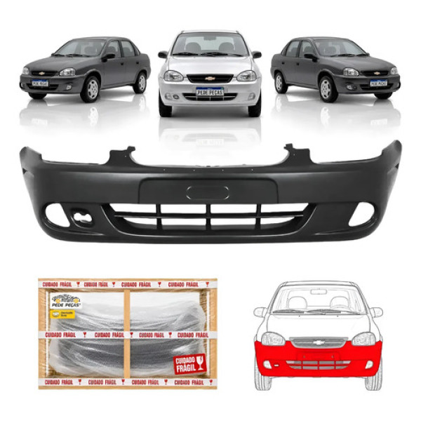 Parachoque Chevrolet Corsa Classic 2008 A 2010 C/furo Grade Preto Liso Para Pintura
