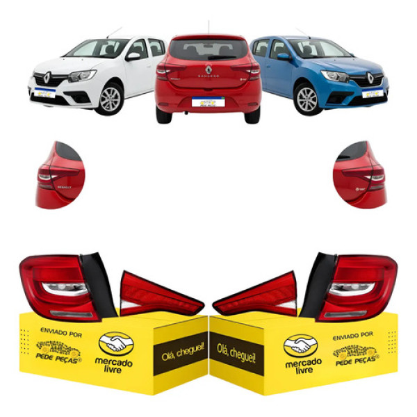 Jogo Lanternas Tampa Canto Renault Sandero 2020 A 2022 C/led Ambos Lados Cristal