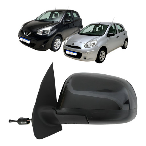 Retrovisor Esquerdo Nissan March 2012 A 2020 Manual Preto Esquerdo