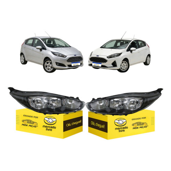 Par Farol Ford New Fiesta Mascara Negra 13 2014 2015 A 2019 Direito