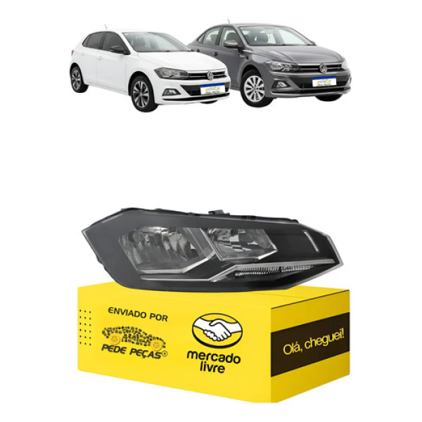 Farol Vw Polo Virtus 2017 2018 19 20 21 2022 C/avaria Ld Direito/passageiro