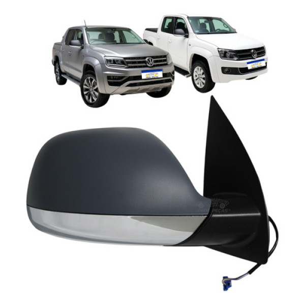 Retrovisor Vw Amarok 2010 A 2025 Capa Cinza/inf Cromado