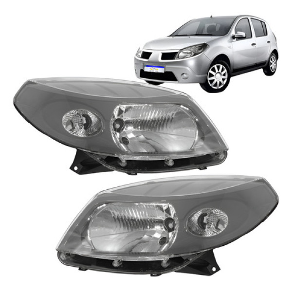 Par Farol Renault Sandero 2008 2009 2010 2011 M.cinza Novo Direito