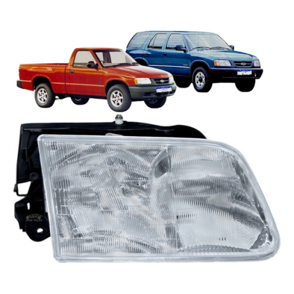 Farol Chevrolet S10 Blazer 1995 1996 1997 A 2000 Cromado Ld