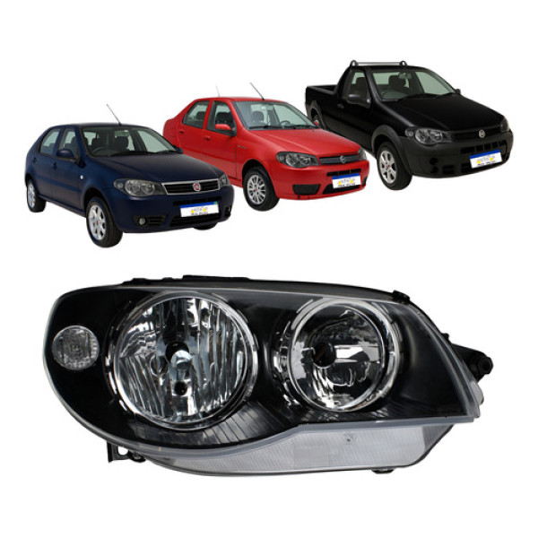 Farol Mascara Negra Fiat Palio Siena Strada 2004 A 2017 Ld Direito/passageiro