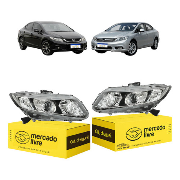 Par Farol Honda Civic 2012 2013 2014 2015 2016 Novo  Esquerdo