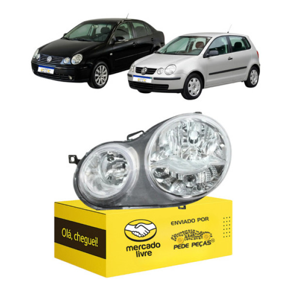 Farol Vw Polo 2003 2004 2005 2006 Cromado Dianteiro Novo L.e Esquerdo