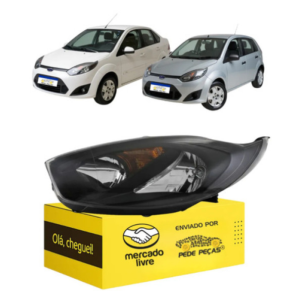 Farol Mascara Negra Ford Fiesta Rocam 2010 2011 2012 A 2014 Esquerdo/motorista