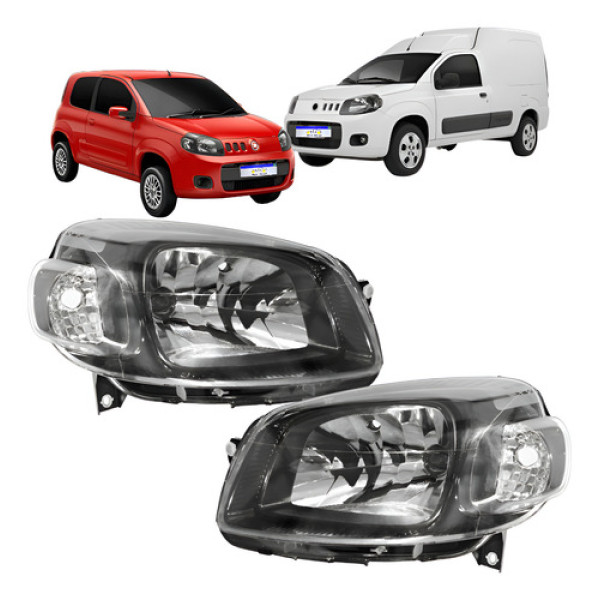 Par Farol Fiat Uno Vivace Way Fiorino Mascar Negra 2010/2016 - Esquerdo