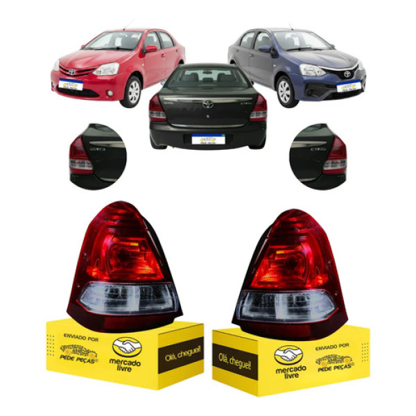 Par Lanterna Etios Sedan 2013 14 15 16 17 18 19 20 2021 Fumê Ambos Lados