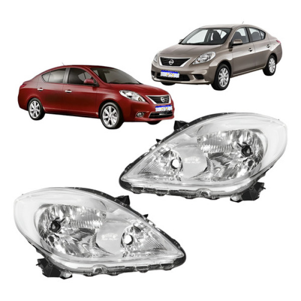 Par Farol Nissan Versa 2011 2012 2013 2014 Cromado Ambos Lados