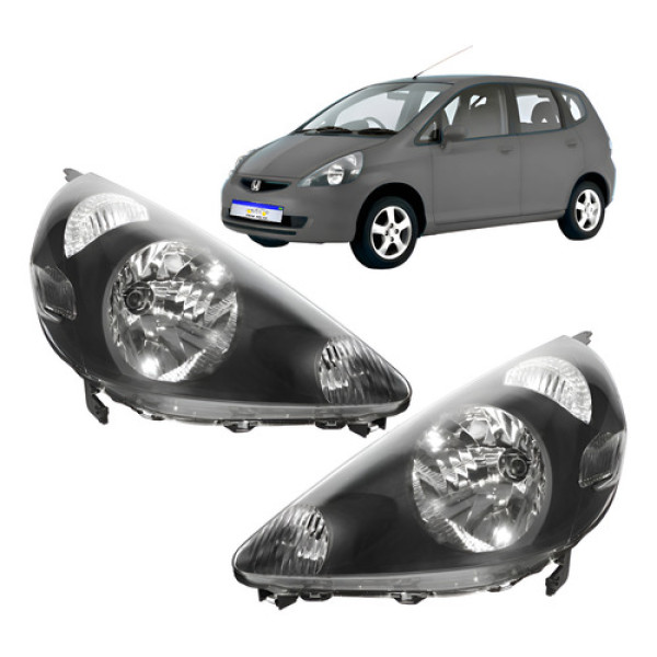 Par Farol Honda Fit Ex Lx Lxl S 2003 2004 2005 A 2008 Novo Direito