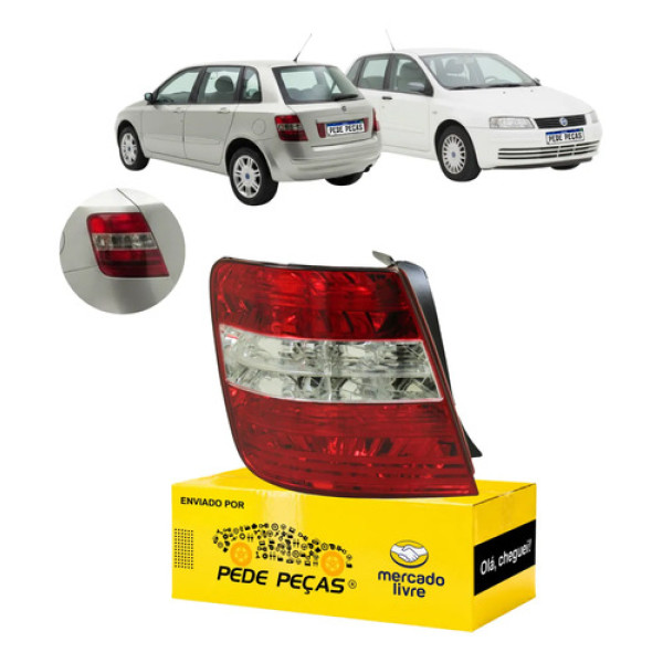 Lanterna Traseira Esquerda Fiat Stilo 2002 03 04 05 06 2007 Esquerdo/motorista Vermelho Cristal