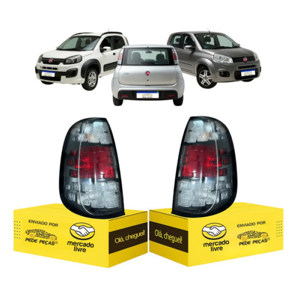 Par Lanterna Fiat Uno 15 16 2017 2018 2019 2020 2021 Cristal Ambos Lados Vermelho