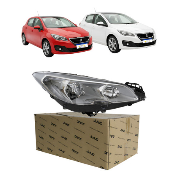 Farol Peugeot 308 2016 A 2019 Lado Carona Mascara Cromada Direito/passageiro