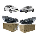 Par Farol Peugeot 308 2016 A 2019 Mascara Cinza Foco Duplo Ambos Lados