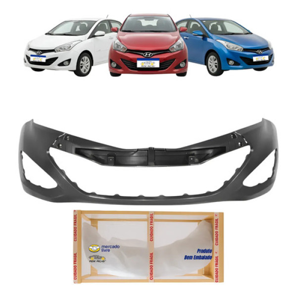 Parachoque Hb20 Hatch Sedan 2012 2013 2014 2015 Preto Liso Para Pintura