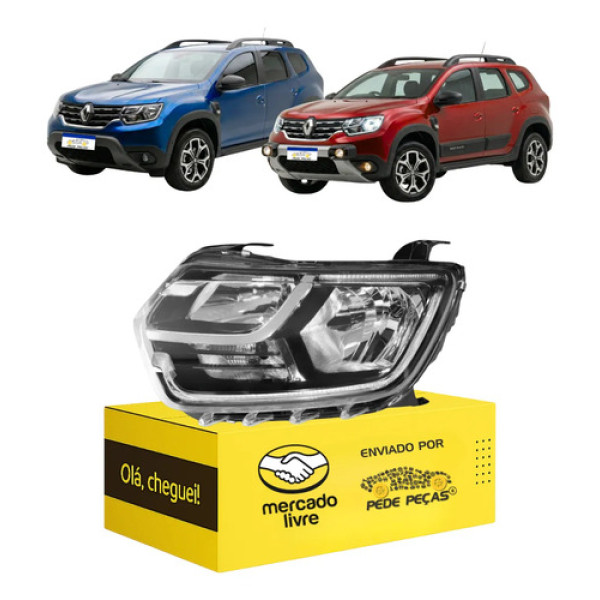 Farol Renault Duster 2021 22 23 2024 C/led C/reator Novo