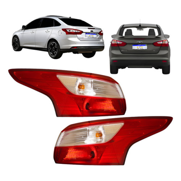 Par Lanterna Traseira Ford Focus Sedan Se Titanium 2014 2015 Ambos Lados Vermelho/bicolor