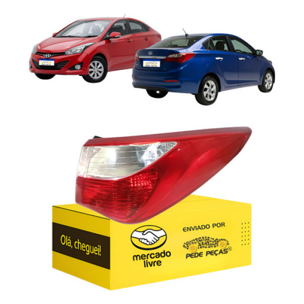 Lanterna Hb20 Sedan 2013 2014 2015 2016 2017 2018 2019 L.d Direito/passageiro Vermelho Cristal