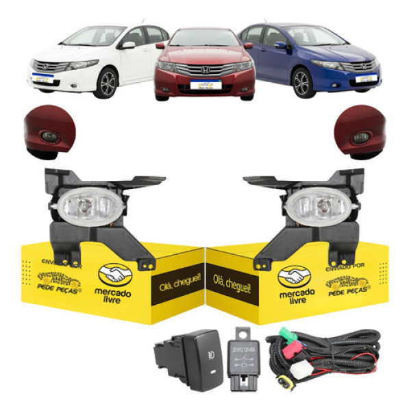 Farol Milha Honda City 2009 2010 2011 Kit Cristal