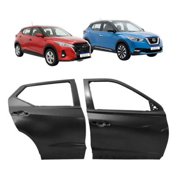 Par Porta Dianteira E Traseira Direita Kicks 2017 A 2024 Dianteira Direito/passageiro Preto