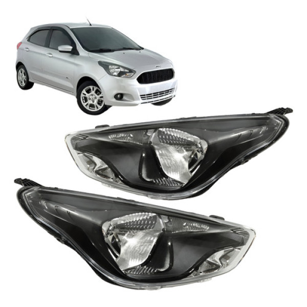 Farol Ford Ka 2015 2016 2017 2018 Mascara Negra Novo Par Direito Farol Ford Ka 2015 2016 2017 2018 Mascara Negra Novo Par Direito