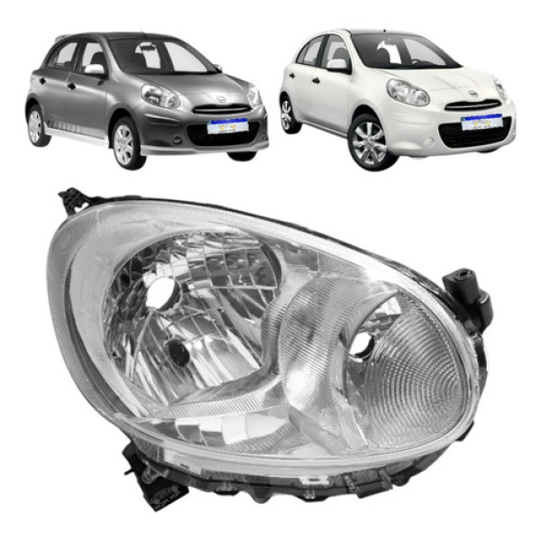 Farol Nissan March Sv 2011 2012 A 2014 Direito Cromado