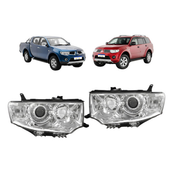 Par Farol Pajero Dakar L200 Triton Hpe 2009 A 2017 Novo Ambos Lados