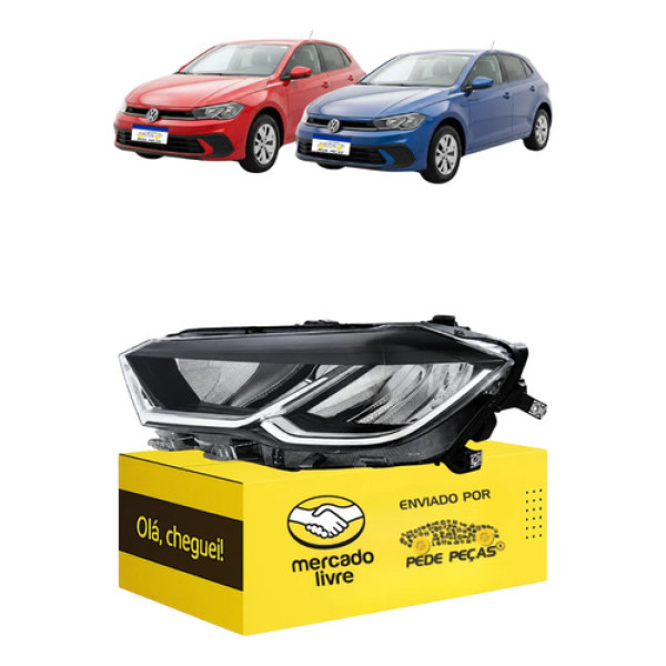 Farol Volkswagen Polo 2023 24 25 2026 Full Led C/avaria Le Esquerdo/motorista