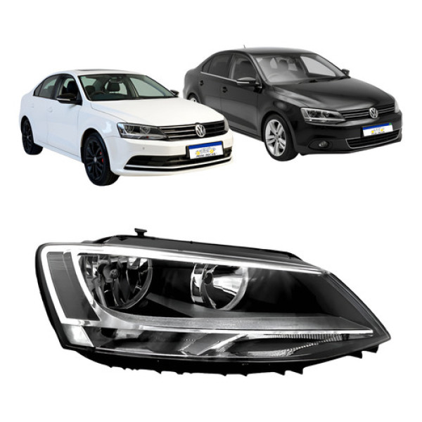 Farol Volkswagen Jetta 2011 A 2016 Foco Duplo Mascara Negra Direito/passageiro
