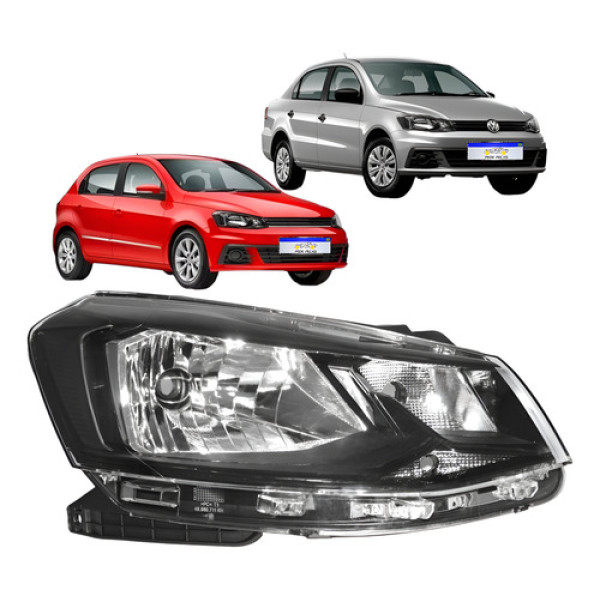 Farol Vw Gol Voyage G7 2017 2018 Friso Preto Ld Novo