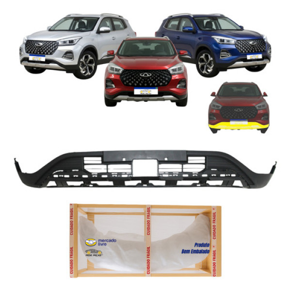 Spoiler Parachoque Inferior Tiggo 5x 2023 2024 2025 2026 Preto